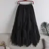 Falda de Gasa con Volantes para Mujer Primavera 2026 Cintura Alta Petite Falda de Malla Falda Larga D8808