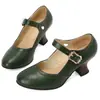 Nuevos zapatos Mary Jane de comercio exterior, diseño de correa retro, estilo europeo y americano, zapatos de temporada baja para primavera y otoño, tacones altos gruesos, zapatos de talla grande burnout