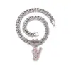 Popular Transfronterizo 26 Letras Inglesas Aleación Pedrería Colgante Collar Labios Llenos de Diamantes Colgante Hip-Hop Suministro Exclusivo Transfronterizo