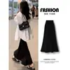 Falda Larga Negra de Cola de Pescado Talla Grande para Mujer, Otoño e Invierno, Forrada de Polar, Engrosada, Estilo Europeo, Ajustada, de Longitud Media, Bodycon