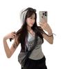 Camiseta con capucha y estampado de letras de talla grande para mujer, nueva camiseta de verano holgada, adelgazante, sin mangas, de moda, de 1,00 kg a 150,00 kg