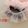 Ribete de Encaje de Organza, Ribete de Encaje Fruncido Rosa y Blanco, Estilo Nuevo Ribete Rígido para Puños y Escote