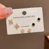 Conjunto de Brincos Versátil e Exquisito Flor de Quatro Folhas Personalizado para o Dia a Dia, Conjunto de Brincos Tendência de Três Peças para Mulheres