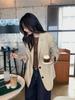 Jaqueta Suit Acolchoada com Costura Dupla Estilo Coreano Outono Nova Coleção Corte Solto para Mulheres 530770