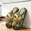 Chinelos de Algodão para Comércio Exterior para Homens e Mulheres com Estampa de Pássaros, Chinelos Quentes de Casa para Outono e Inverno, Pod Cross-Border Jit Dropshipping