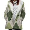 [Procesamiento Personalizado] Gabardina de Longitud Media para Mujer con Diseño Impreso en 3D, Abrigo Cálido Estilo Americano de Invierno con Forro de Felpa para Mujer