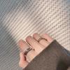 Anillo de Plata S925 para Mujer, Liso y Sencillo, Estilo Europeo y Americano, Anillo Abierto Ajustable de Personalidad Minimalista Ins