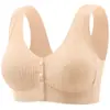 Sujetador de Seda de Hielo sin Costuras para Mujeres de Mediana Edad y Mayores, Botón Frontal, Push-Up, Copa Fija, Estilo Chaleco Fino para Madres, Sujetador Deportivo para Mujer