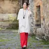 Nuevo top de algodón y lino estilo chino para mujer, colección 2026, con un diseño retro chino con botones decorativos, un estilo cheongsam modificado y un diseño de camisa larga