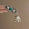 Hecho a mano DIY Casero Original Perla Turquesa Plata Borla Accesorios para el Cabello Estilo Étnico Pasador Clip Lateral Flequillo