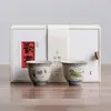 Xícara de Chá de Porcelana Azul e Branca com Esmalte Caramelo Vermelho Pedra de Fogo, Xícara de Chá Cerâmica Doméstica Pequena em Formato de Cabaça, Xícara Única para Conjunto de Chá Kung Fu