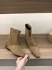Botines Marrones Ajustados de Punta Fina con Aumento Interno de Altura, Botines Cortos para Mujer, Temporada Otoño e Invierno 2025, Botines de Tobillo Estilo Francés con Forro de Lana, Botas Martin