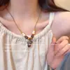 Collar Trenzado de Cuerda con Perlas de Piedra Natural para Mujer, Cadena para Clavícula de Piedra Ojo de Tigre Estilo Chino Nuevo Vintage, Accesorio Largo Colgante para el Cuello con Manchas