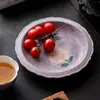 Bandeja para Bule de Chá Cerâmica com Peônias Pintadas à Mão, Tigela com Tampa, Suporte para Bule de Chá, Plataforma para Preparo a Seco, Bandeja de Chá, Conjunto Doméstico de Chá Kung Fu, Prato de Sobremesa