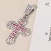 Colar Cruzado Transversal Estilo Hip-Hop Pingente de Zircônia Joias Aço Titânio Corrente de Pescoço Versátil Joias Brilhantes Personalizadas Venda por Atacado