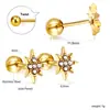 Aretes Geométricos Minimalistas Europeos y Americanos Transfronterizos, Aretes Pequeños y Exquisitos de Acero Inoxidable con Cierre de Rosca, Accesorios para Orejas Chapados en Oro de 18 Quilates