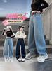 Jeans para Niña 2025 Primavera Nuevo Moda Infantil Calle Pantalones Scimitar Niños Grandes Estilo Occidental Explosiones Pantalones Casuales