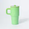 Copo térmico de aço inoxidável 304 com alça, caneca de café com canudo de grande capacidade, elegante e portátil para uso no escritório e no carro