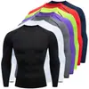 Ropa de Fitness de Manga Larga para Hombre, Capa Base Deportiva Transpirable de Poliéster, Body Deportivo Casual, Camiseta Elástica Moldeadora