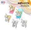 Joyería de diamantes para uñas al por mayor LZ mismo estilo rojo neto diamante cuadrado lazo aleación tridimensional diamante pajarita accesorios para uñas