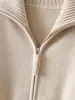 Pre-ventaCárdigan de Cachemir de Lujo para Mujer con Cuello Alto y Solapa, Cierre de Cremallera, Nuevo Otoño/Invierno 2026