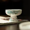 Dinastía Tang y Song Blanco Nieve Mate Pintado a Mano Sombra de Carpa Azul Cerámica Taza de Té de Pie Alto Taza Maestra Juego de Té Kung Fu Taza de Degustación