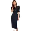 Vestido de Mujer Transfronterizo 2026 Verano Nuevo Estilo Ol Profesional Elegante Cuello Redondo Mangas Abullonadas Cintura Ceñida Longitud Media Bodycon