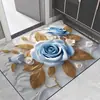 Tapete de Chão Absorvente Secagem Rápida para Banheiro com Florais em Relevo, Suave de Terra de Diatomáceas, Antiderrapante para Entrada do Banheiro