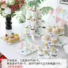 Decoración de Cumpleaños Adornos para Mesa de Postres Exhibidor de Boda Estante de Exhibición Desechable de Tres Niveles Soporte para Pasteles Rejilla para Pasteles