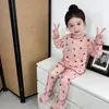 Pijama Infantil Outono Conjunto para Casa 2026 Roupas Estilo Outono Pijama Estilo Coreano Meninas Roupas de Casa Florais Conjunto de Duas Peças