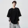 Camiseta de Manga Corta Estructurada con Raya Reflectante para Hombre, Nueva de Verano 2026, Top de Moda Juvenil, Camiseta de Manga Corta de Alta Gama