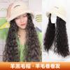 Peluca Para Mujer Cabello Largo Rizado Popular en Internet Moda Sombrero para el Cabello Rollo de Lana Lana de Cordero Sombrero de Pescador Una Pieza Otoño e Invierno