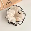Estilo Coreano Doble Capa Bloque de Color Borde Sellado Gasa Perlada Liga para el Cabello de Intestino Grande Accesorio para el Cabello con Cabeza de Bola Atmósfera Elegante para Mujer Flor