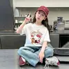 Camiseta de Manga Curta para Meninas 100% Algodão Novo Estilo Verão 2026 Moda Casual Doce Meia-Manga para Crianças de Tamanho Médio e Grande
