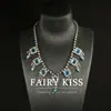Set de Aretes y Collar Retro de Lujo Ligero Europeo y Americano, Vidrio Azul con Diamantes, Joyería Versátil de Moda, Accesorios de Nicho