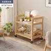 Mesita de noche de madera maciza Estante de almacenamiento de pie para sala de estar Lateral Carrito multicapa Dormitorio Estante de almacenamiento extraíble