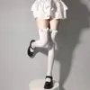 Calcetines Lolita Blancos de Seda Lindos hasta la Rodilla para Mujer, Estilo Delgado de Verano con Orejas de Gato 3D, Calcetines Largos Lolita Soft Girl hasta el Muslo