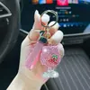 Pingente de chaveiro para carro de taça de vinho com strass de argila personalizado, taça de vinho cereja brilhante, acessório de bolsa personalizado para mulheres