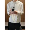 Camisa polo de manga larga estilo "old money" americano para hombre, primavera y otoño, elegante y casual, con cuello de solapa, top interior holgado para hombre
