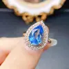 Anillo Popular de Topacio Natural al por Mayor de Fábrica Plata S925 Incrustado Piedra Principal 8*12 Joyería de Lujo Venta Directa de Fábrica