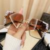 Nuevas Gafas de Sol Retro Cuadradas de Montura Grande con Adornos Moda Diamantes de Imitación de Alta Gama para Calle al Aire Libre Casual