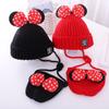 Sombrero Infantil Estilo Coreano Lindo Mickey para Niñas Sombrero de Lana para Niña Pequeña Bebé Sombrero de Pescador Tejido Conjunto de Moda Dibujos Animados