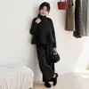 Conjunto de roupa de primavera e outono para meninas 2026 novo estilo moderno colete floral calça casual de perna larga conjunto de três peças chique