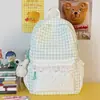 Mochila de Encaje Patchwork Cuadros Azul y Blanco Sal Marina, Mochila Dulce para Estudiantes de Secundaria y Preparatoria, Mochila de Viaje para Mujer
