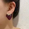 Brincos de tarracha de morango com diamantes gota de óleo especiais transfronteiriços série de frutas brincos simples retrô brincos populares de e-commerce brincos brincos