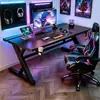 Escritorio moderno y minimalista para oficina en casa, adecuado para dos personas, para gaming y como escritorio de computadora multifuncional para dormitorios, áreas de estudio estudiantil y espacios de lectura/escritura