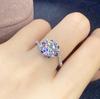 Anel Aberto Feminino Popular de 2 Quilates Diamante Completo Oito Corações e Oito Flechas Banhado a Pt950 Diamante Simulado Importado Alto Carbono Venda Quente Transmissão ao Vivo