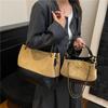 2025 Nova Bolsa Saco de Couro Fosco Retrô Bolsa de Corrente Retrô com Rombos Venda Quente Transfronteiriça Nova Bolsa Feminina Estilo Popular