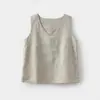 14 Piezas de Chalecos de Lino para Mujer Multicolores con Cuello en V, Chalecos de Cuello Redondo, Camisetas sin Mangas de Hombro Ancho, Ropa de Verano para Mujer