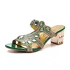 Sandalias de Strass Verano 2021 Estilo Coreano Sandalias de Strass para Mujer Ropa de Exterior Tacón Grueso Tacón Medio Chanclas Talla Grande Sandalias para Mujer